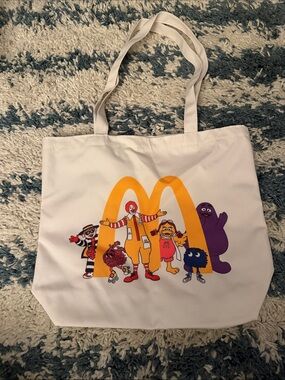McDonald's White Tote with Yellow Arches and Colorful Characters